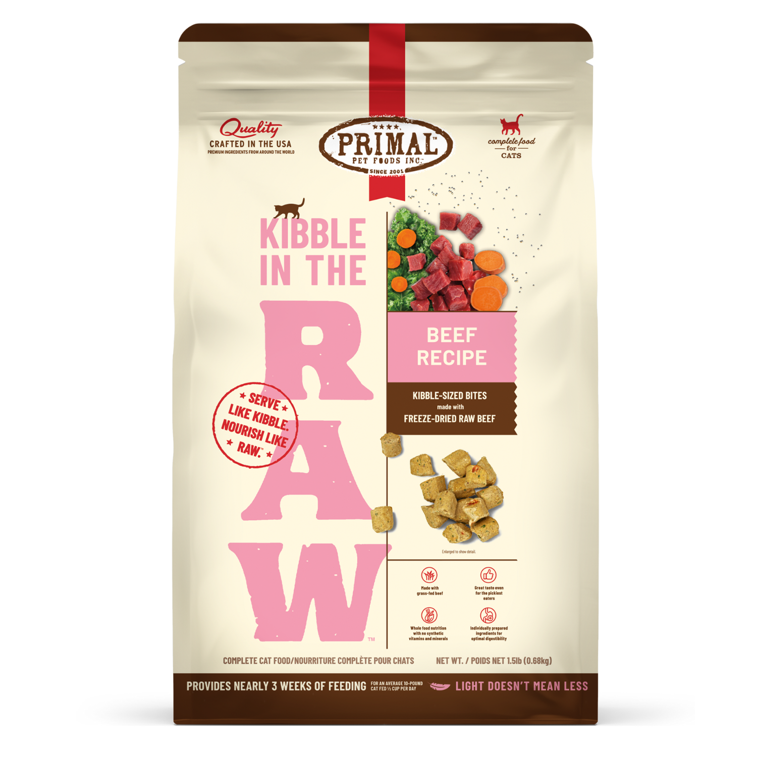 Primal Kibble in the Raw Cat Food – Hypoallergenic Beef Recipe