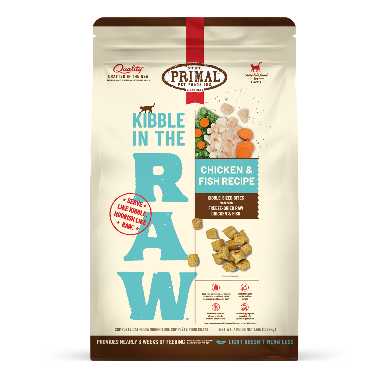 Primal Kibble in the Raw Cat Food – Hypoallergenic Chicken & Fish Recipe