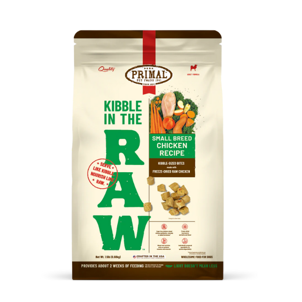 Primal Sm. Breed Canine Chicken Kibble in the Raw Hypoallergenic Dog Dry Food