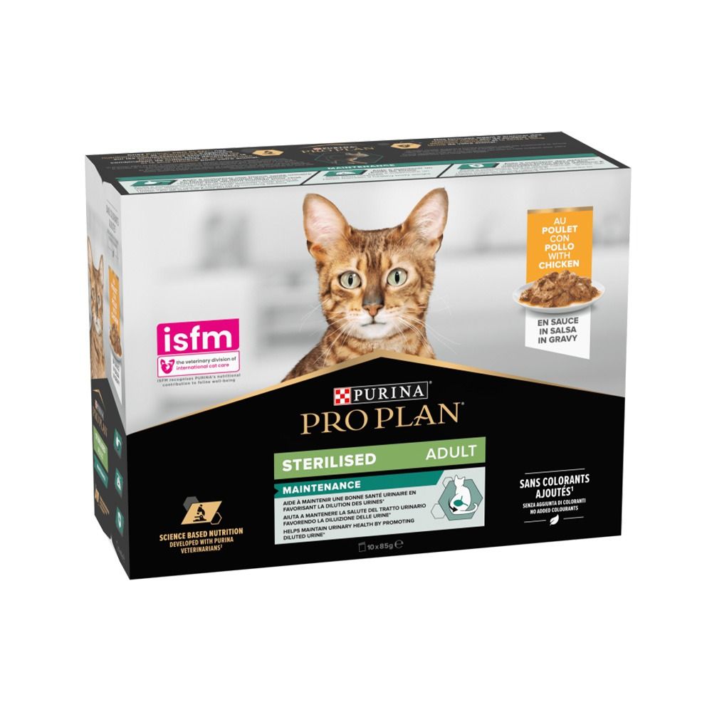 Purina Pro Plan Sterilised Maintenance Chicken in Gravy Multipack Wet Cat Food - 85 g x 10