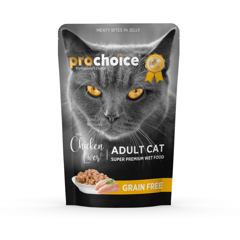 Prochoice Chicken and Liver chunks in Jelly for Adult Cats 85GMS