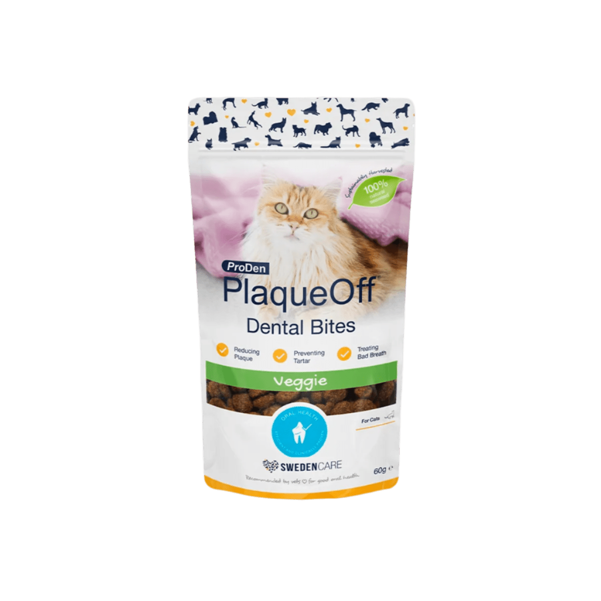 ProDen PlaqueOff Dental Bites for Cats - Veggie Flavour - 60g