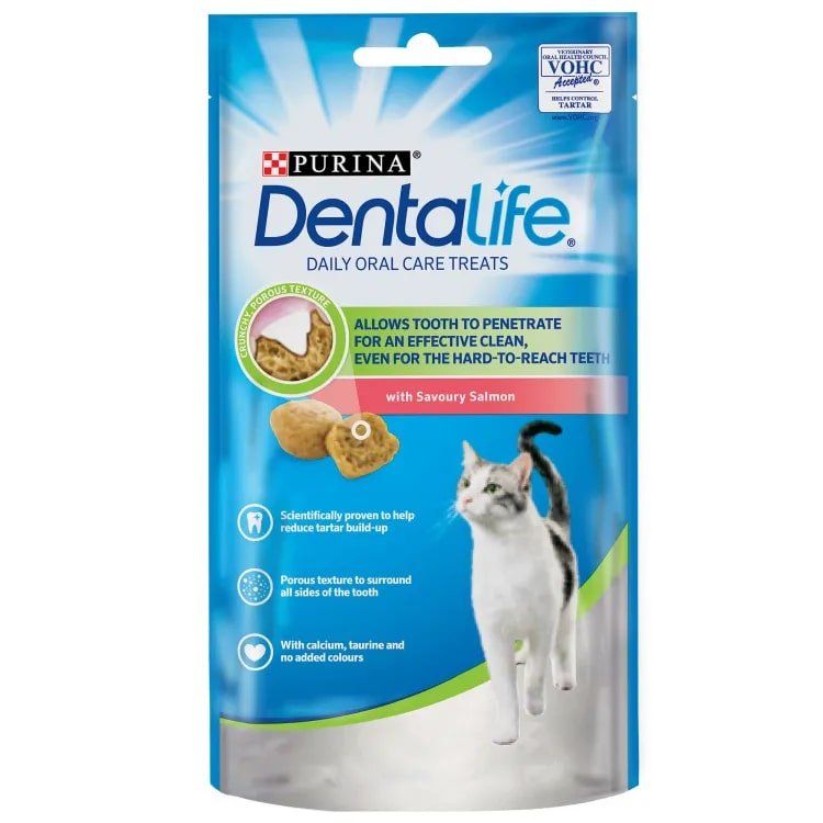Purina DentaLife Savory Salmon Flavor Dental Cat Treats – 40g