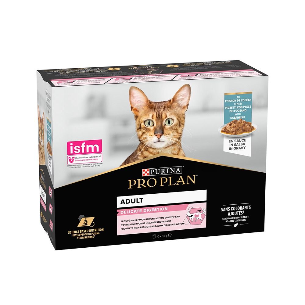 Purina Pro Plan Delicate Digestion Oceanfish in Gravy Multipack Wet Cat Food - 85 g x 10