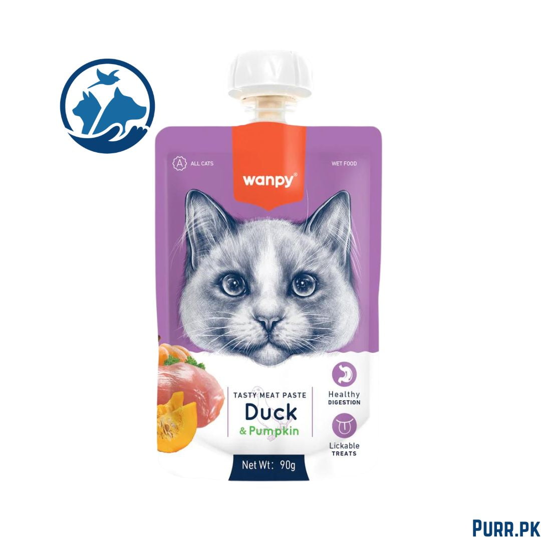 Wanpy Adult Cat Tasty Meat Paste Duck &amp; Pumpkin 90 g Pouch