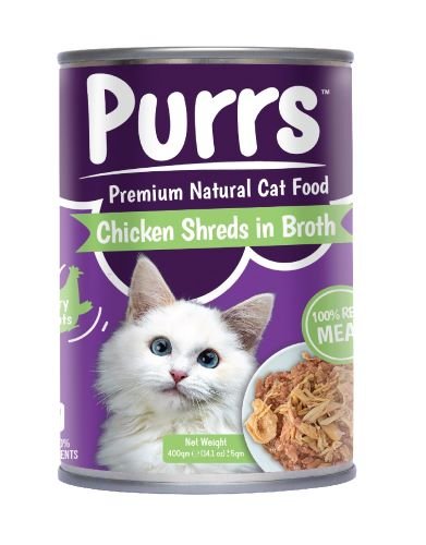 Purrs Canned Food For Cat-Chicken Shred In Broth (400 g)