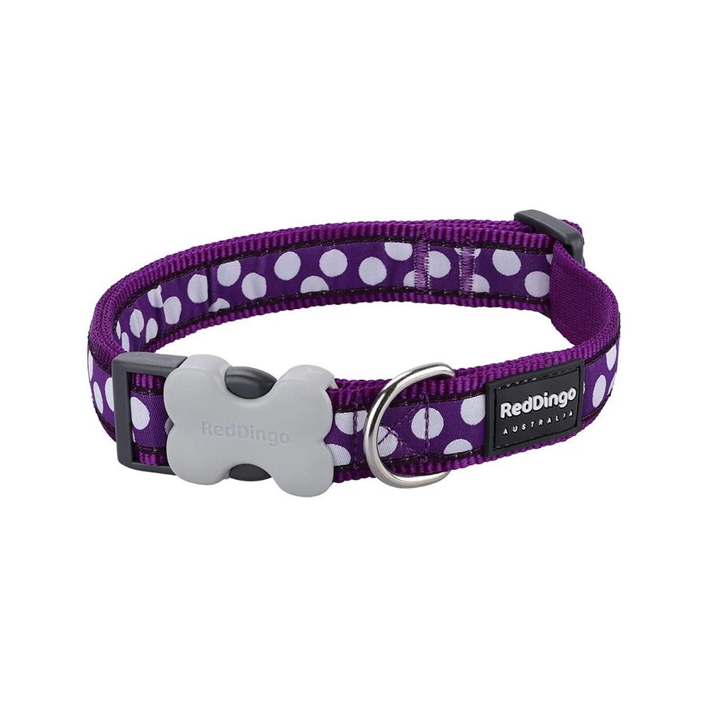 Red Dingo White Spots on Purple Design Dog Collar - 20mm