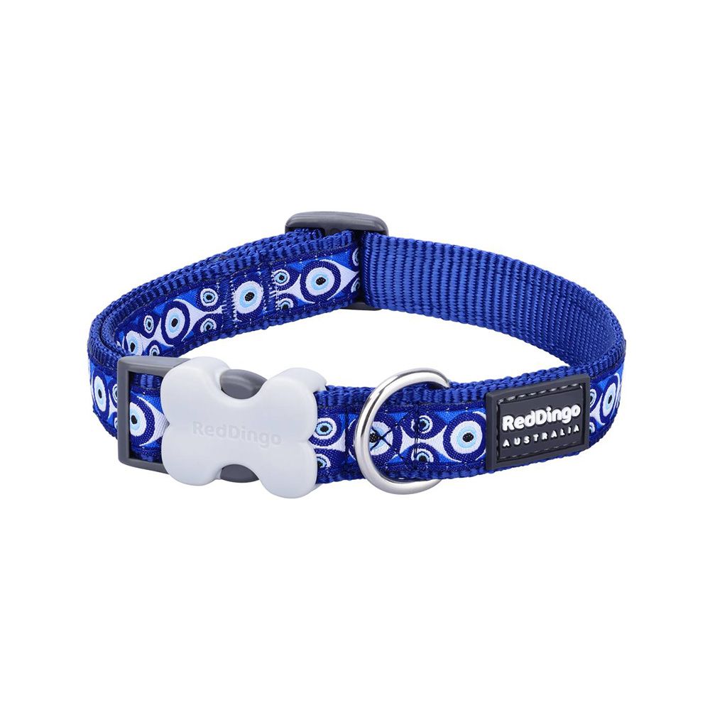 RedDingo Evil Eye Dog Collar - Navy - XSmall - 12 mm x 20-32 cm