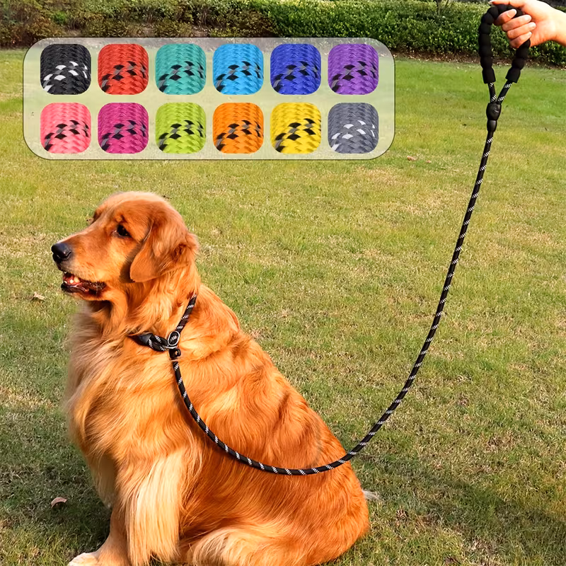 Dog Round Rope Leash with Imported Rubber Handle