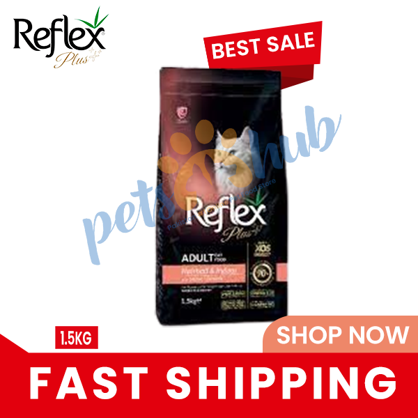 Reflex Plus Adult Cat Food Hairball & Indoor with Salmon – 1.5 Kg