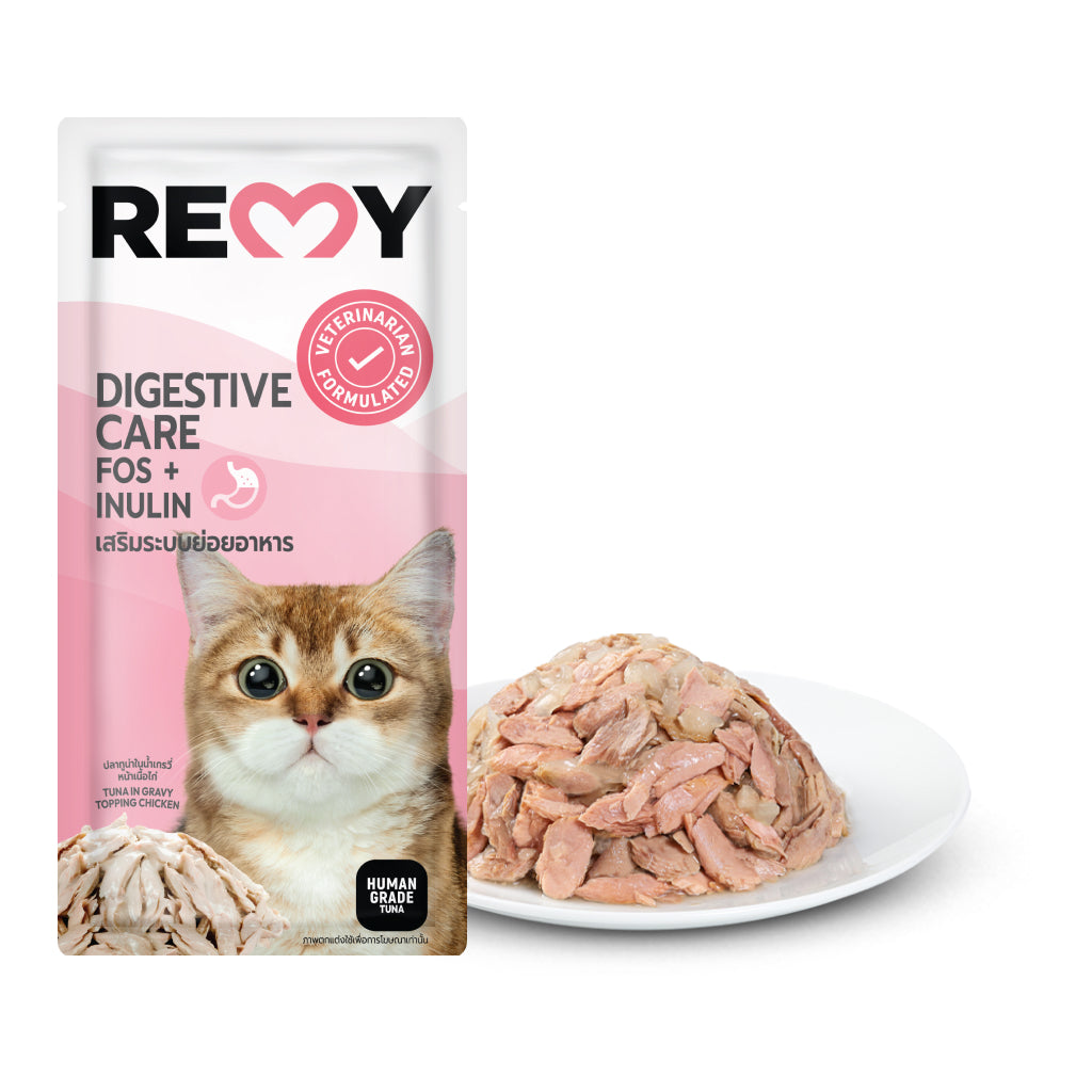 Remy Cat Food, Tuna in Gravy with Chicken Topping, Digestive Health Formula (70g).