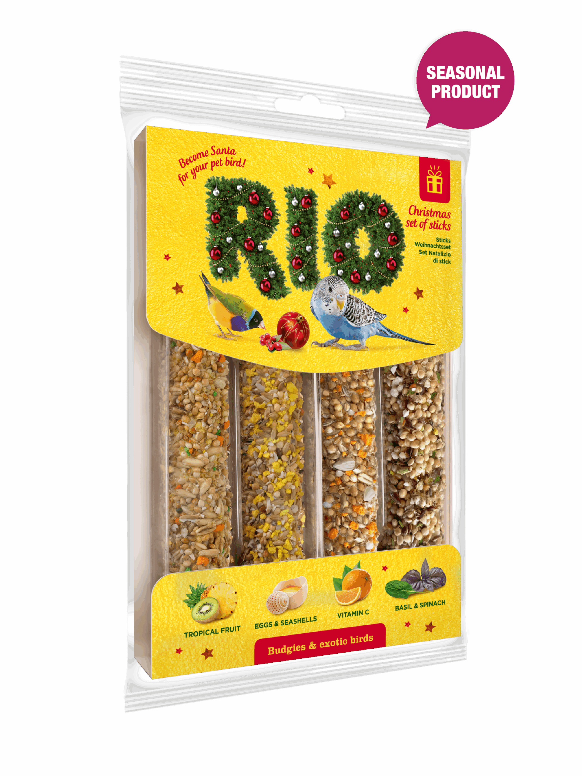RIO Christmas set of sticks for Budgies and Exotic Birds 4x45g