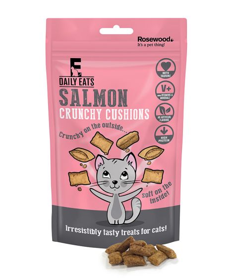 Rosewood Daily Eats Crunchy Cushions Salmon Cat Treats - 60g