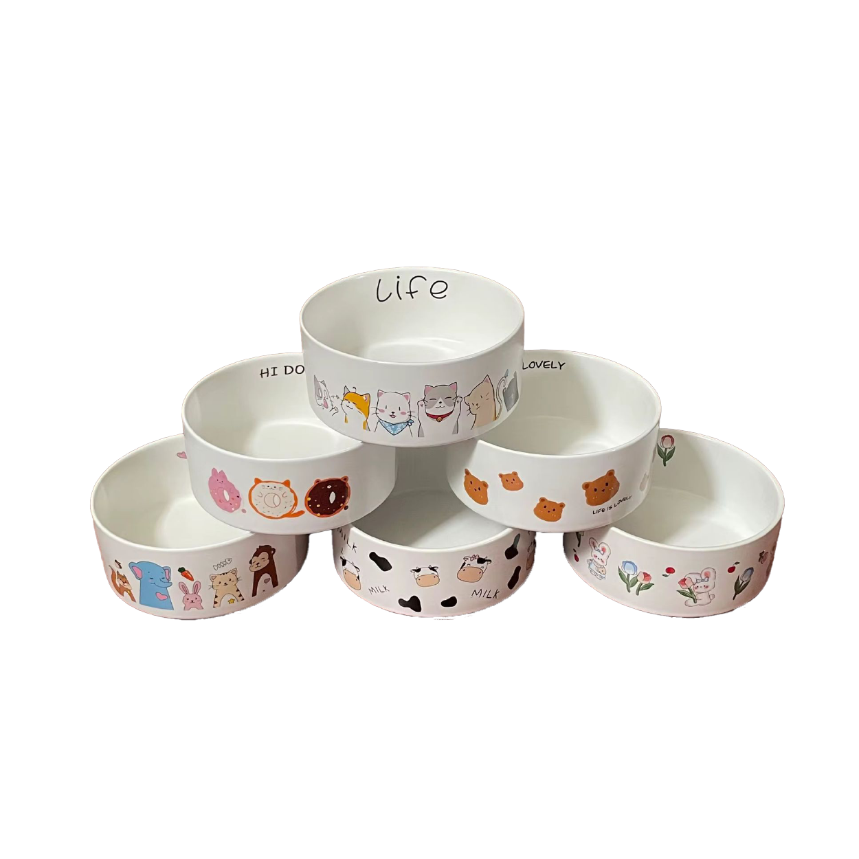 Round Flat Ceramic Bowls (5x2.5 Inch)