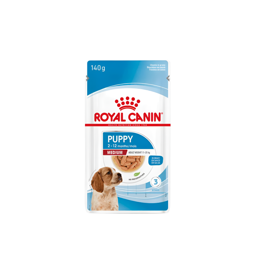 Royal Canin Size Health Nutrition Medium Puppy (Wet Food - Pouches) 10 x 140 g