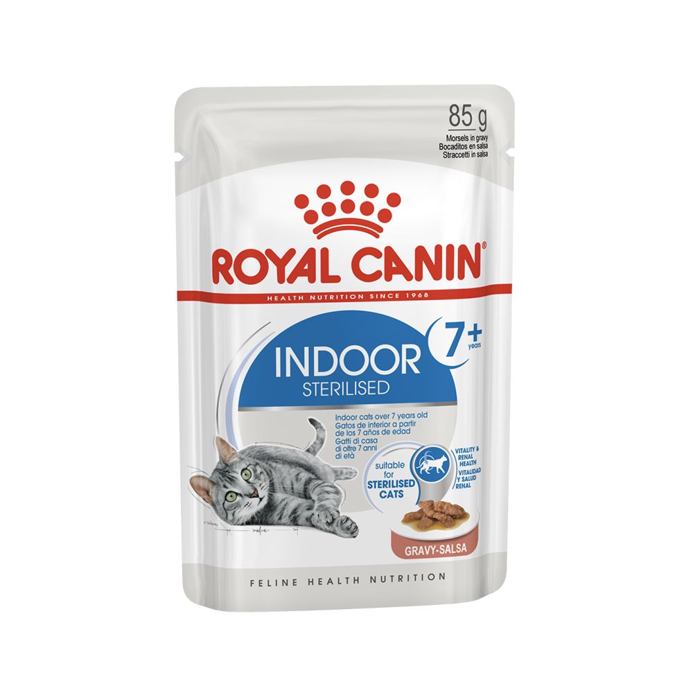 Royal Canin Indoor 7+ Morsels in Gravy Sterilised Cat Food Pouch - 85 g - Pack of 12