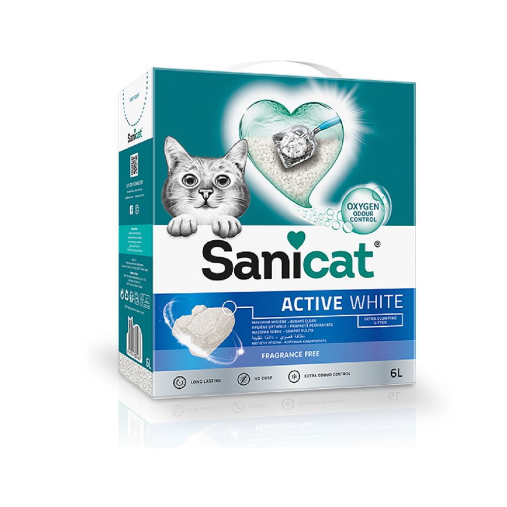 Sanicat Active White Unscented Cat Litter - 6 Liter