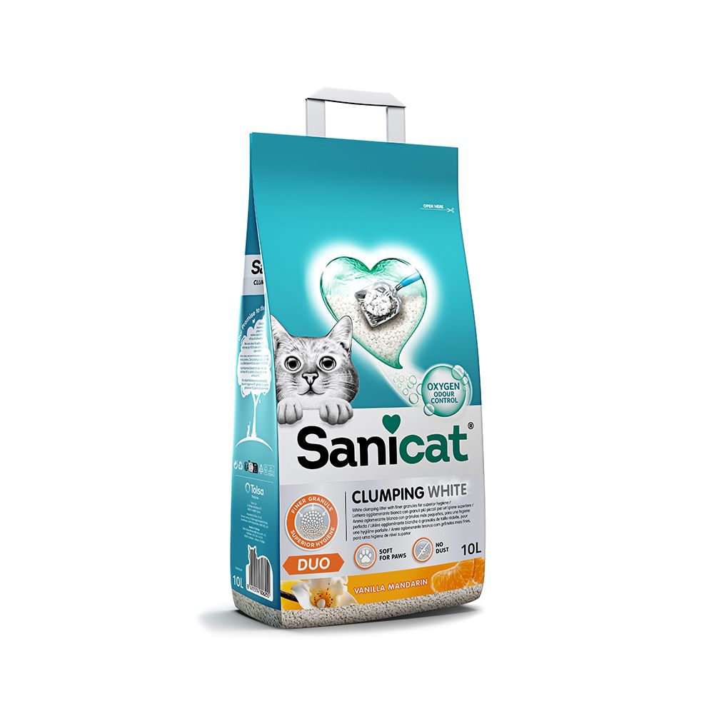 Sanicat Clumping White Duo Cat Litter - 10 Liters
