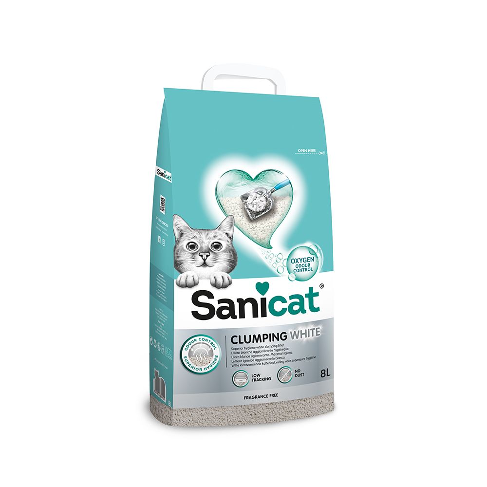 Sanicat Clumping White Unscented Cat Litter - 8 Liters