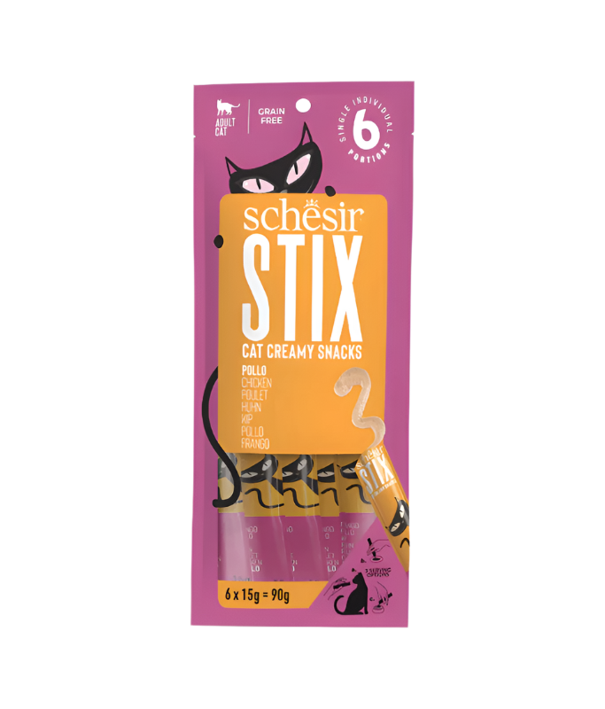 Schesir Stix Treat For Cat In Cream Chicken - 6x15g