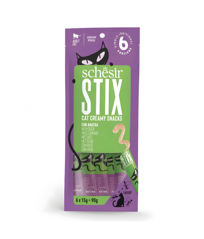 Schesir Stix Treat For Cat In Cream Duck - 6x15g