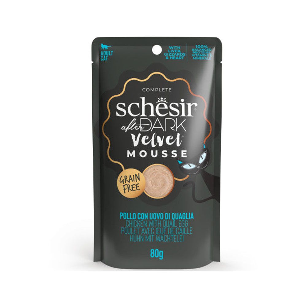 Schesir After Dark Velvet Mousse Chicken with Quail Eggs Cat Food Pouch - 80 g