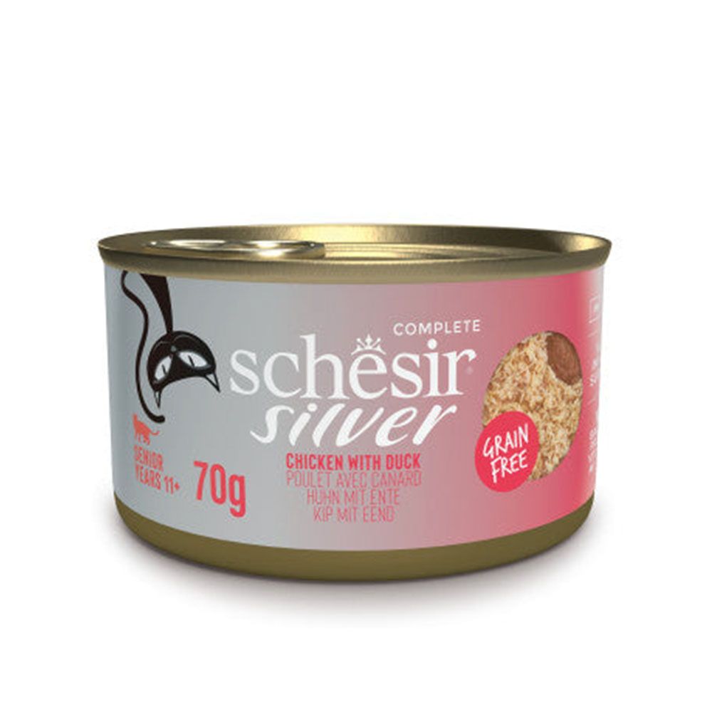 Schesir Silver Chicken with Duck Mousse and Fillets Canned Cat Food - 70 g