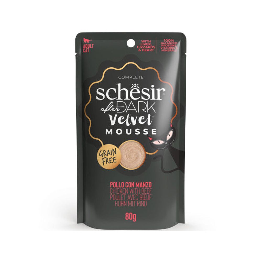 Schesir After Dark Velvet Mousse Chicken With Beef Cat Food Pouch - 80 g