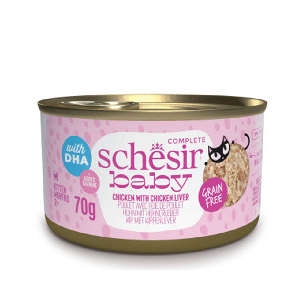 Schesir Baby Chicken With Chicken Liver in Broth Canned Kitten Food - 70 g
