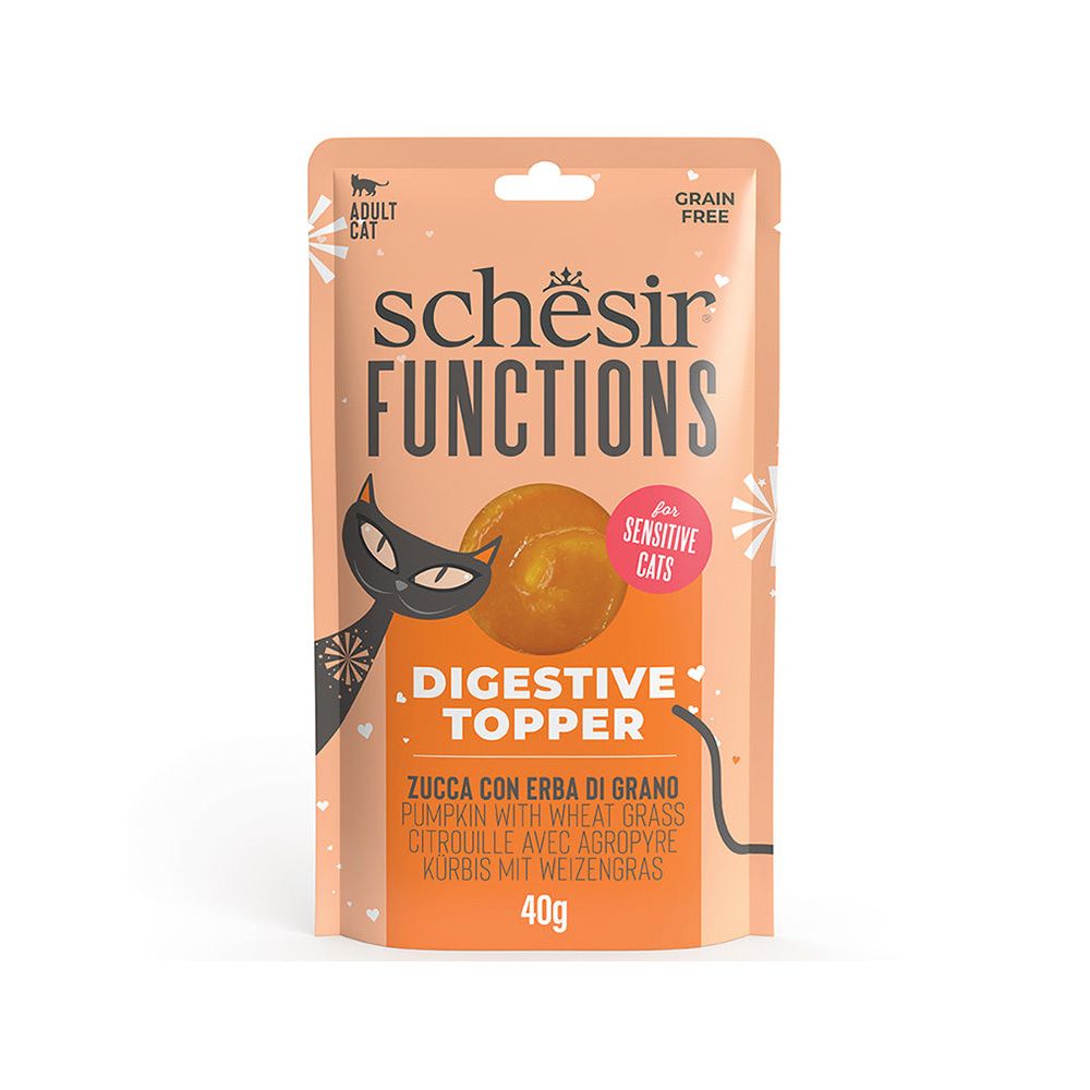 Schesir Functions Digestive Topper Pumpkin With Wheat Grass Cat Food Pouch - 40 g
