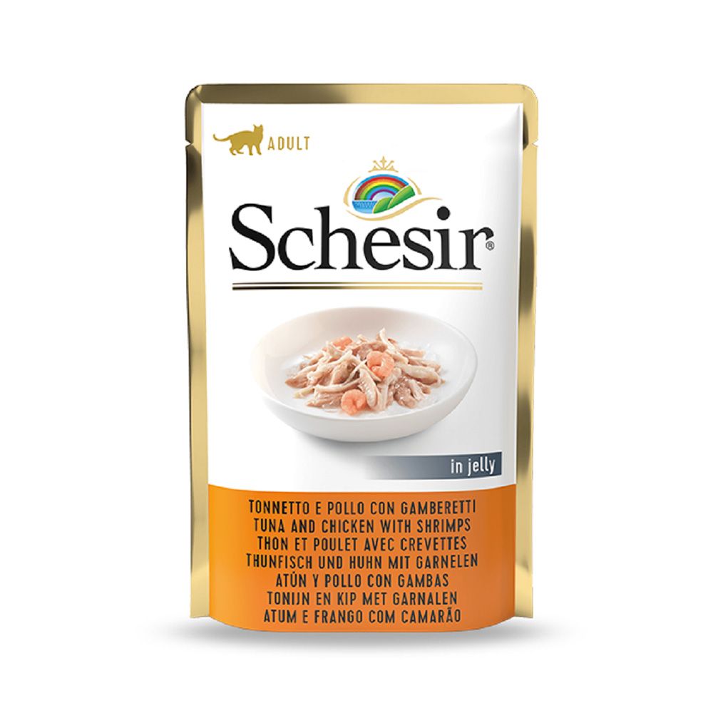 Schesir Tuna and Chicken with Shrimps Jelly Cat Food Pouch - 85 g