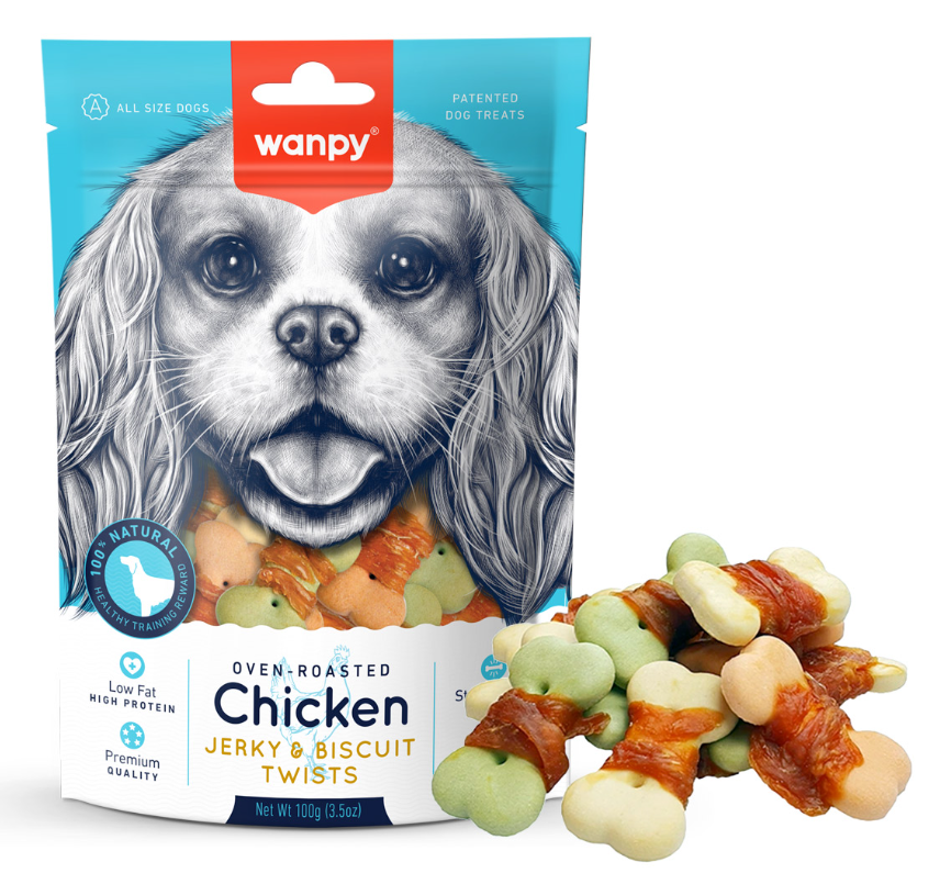Wanpy - Chicken Jerky and Biscuit Twists 100g