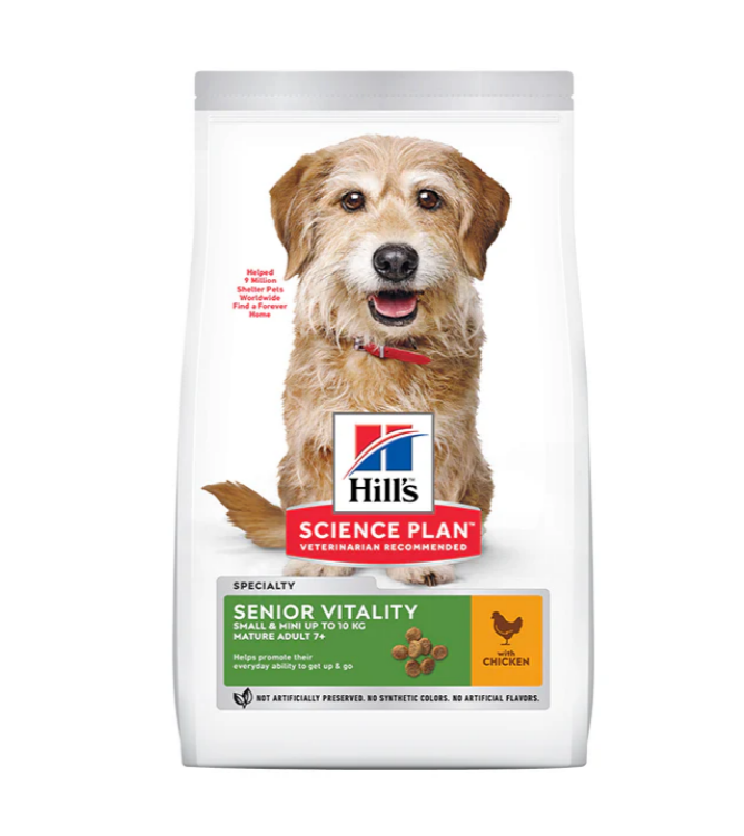 Hill’s Science Plan Senior Vitality Small & Mini Mature Adult 7+ Dog Food With Chicken & Rice (1.5kg)