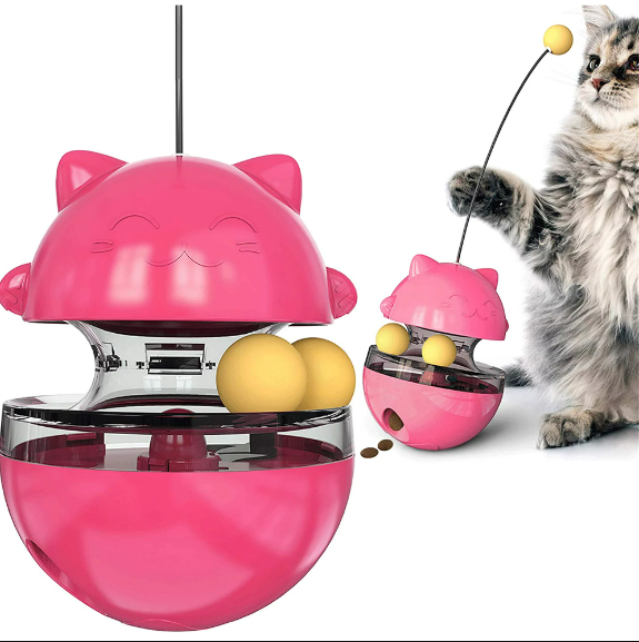 Wobble Cat Toy - Interactive Treat dispenser-Teaser for Active Play & Exercise