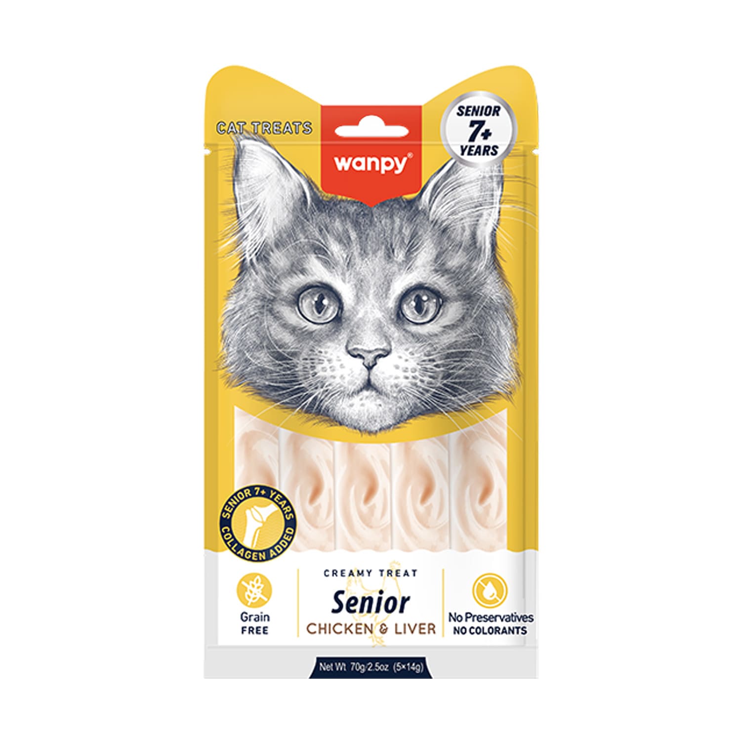 Wanpy Creamy Treat For Senior 7+ Chicken & Liver -5X14g