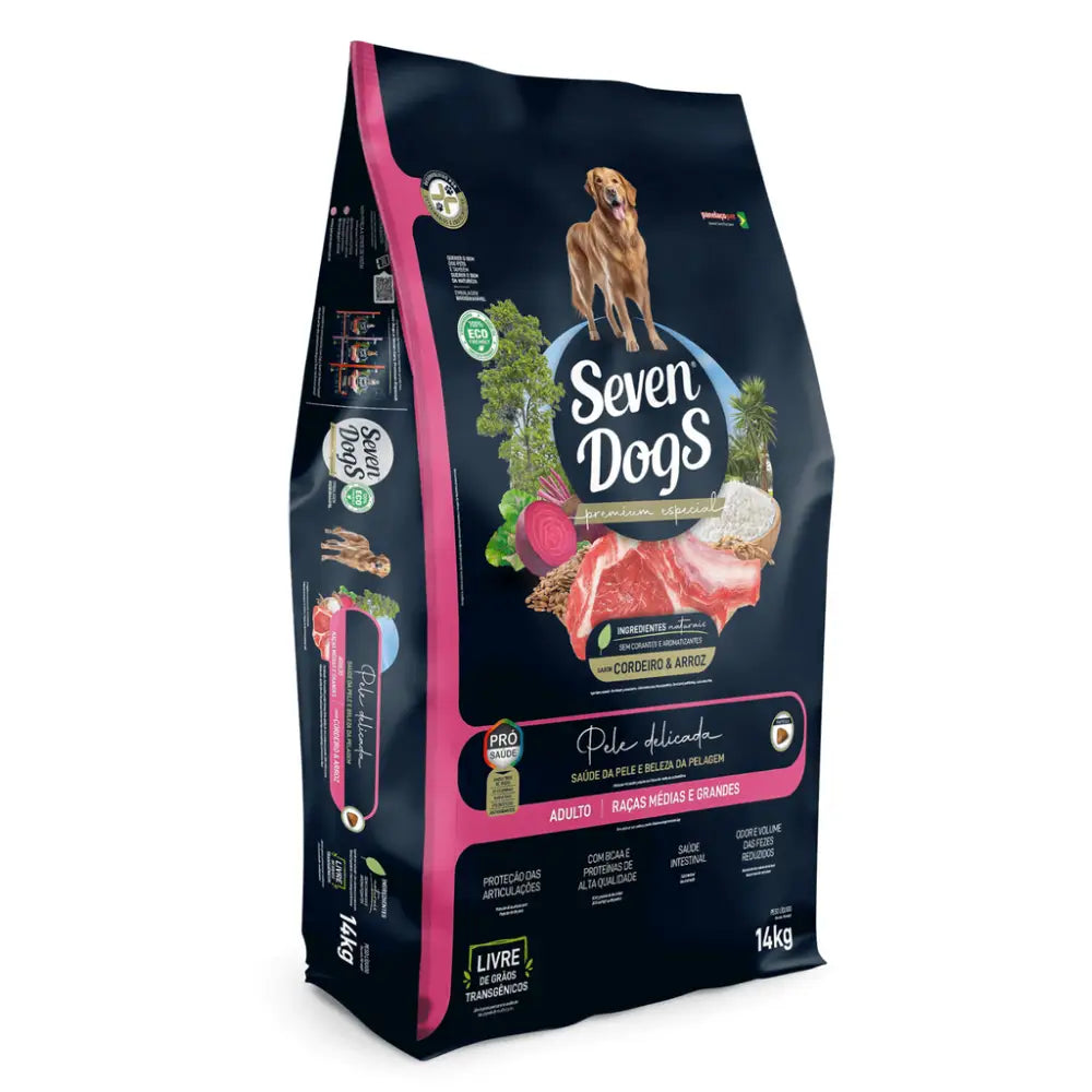Seven Dogs Dog Food for Adult Medium & Large Breeds – Lamb & Rice, 14kg