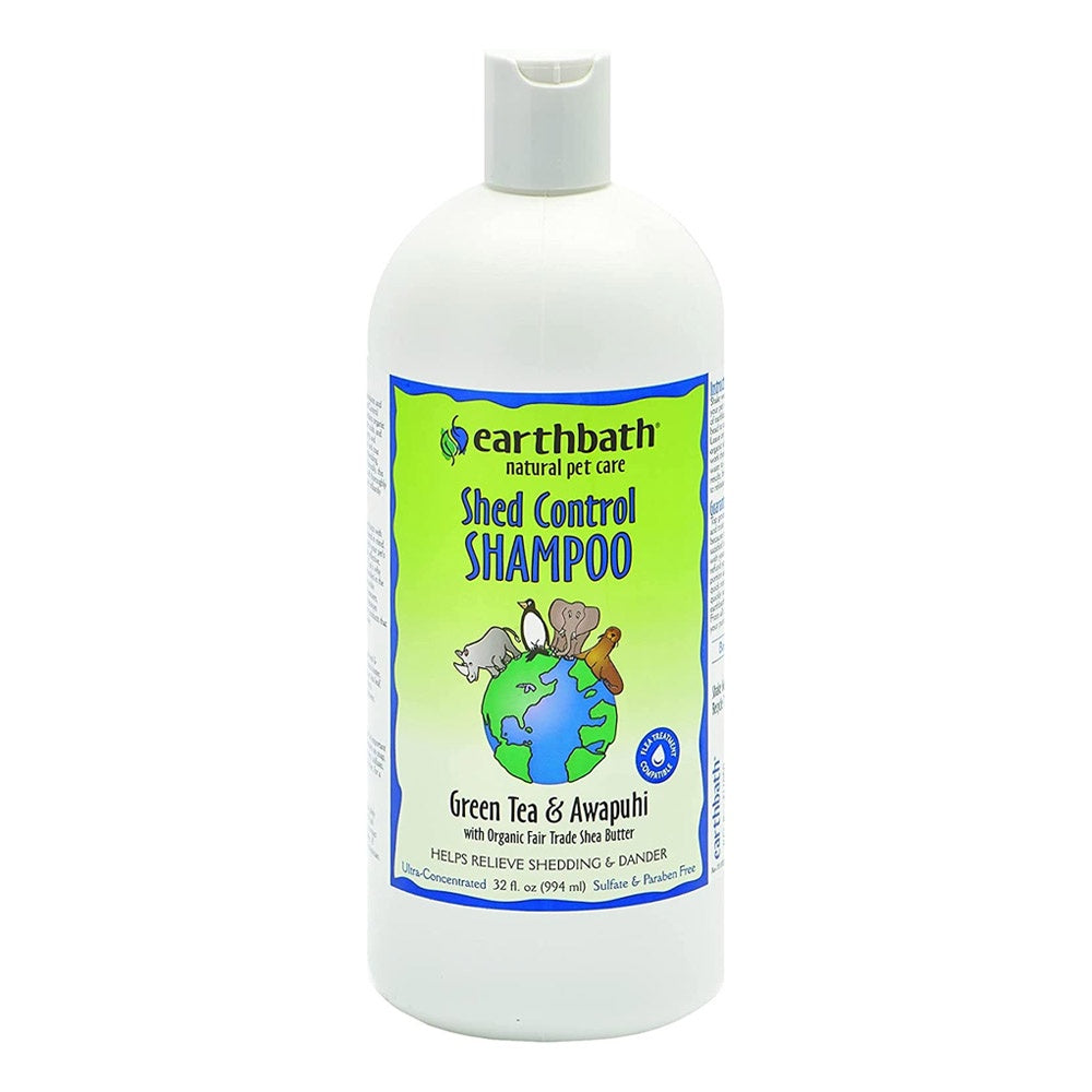 Earthbath Shed Control Shampoo, Green Tea & Awapuhi with Organic Fair Trade Shea Butter, Helps Relieve Shedding & Dander, Made in USA – 32 oz