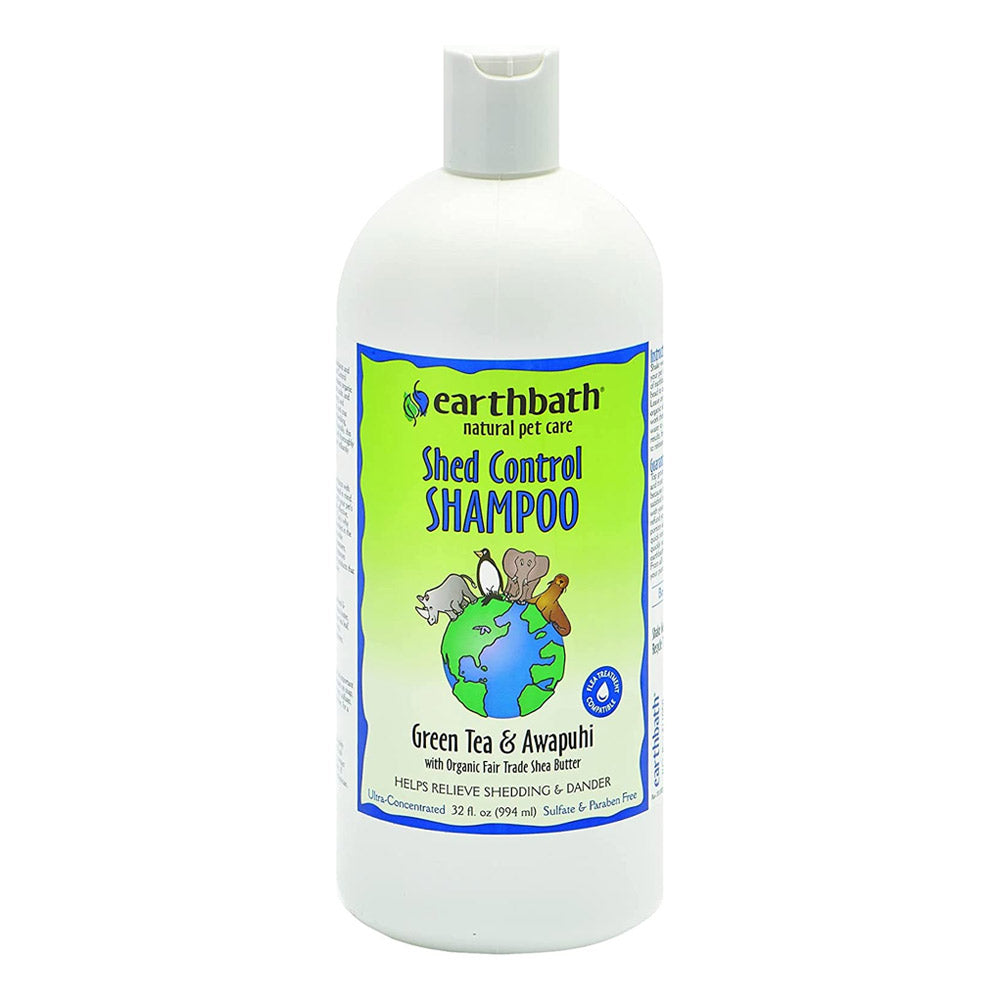 earthbath Shed Control Shampoo, Green Tea & Awapuhi with Organic Fair Trade Shea Butter, Helps Relieve Shedding & Dander, Made in USA 32 oz