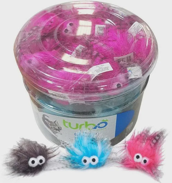 Bergan Turbo Plush Monsters Bulk Cat Toy Bin - Soft Interactive Toys for Cats