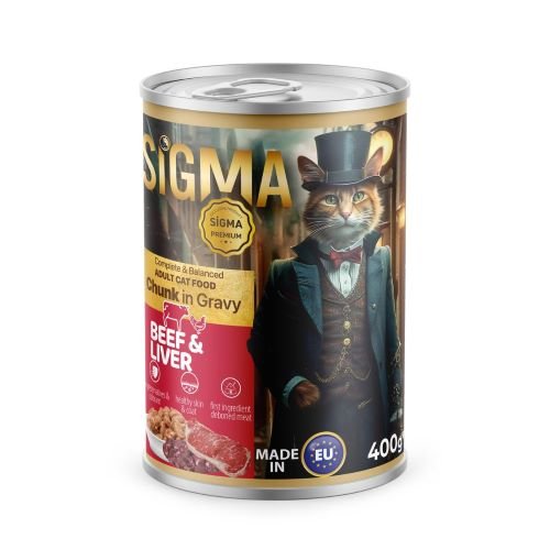 Sigma Chunk In Gravy Adult Cat Tin-Beef & Liver (400g)