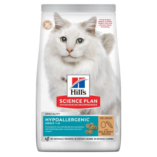 Hill's Science Plan Hypoallergenic Adult Cat Food No Grain Egg & Insect Protein (1.5kg)