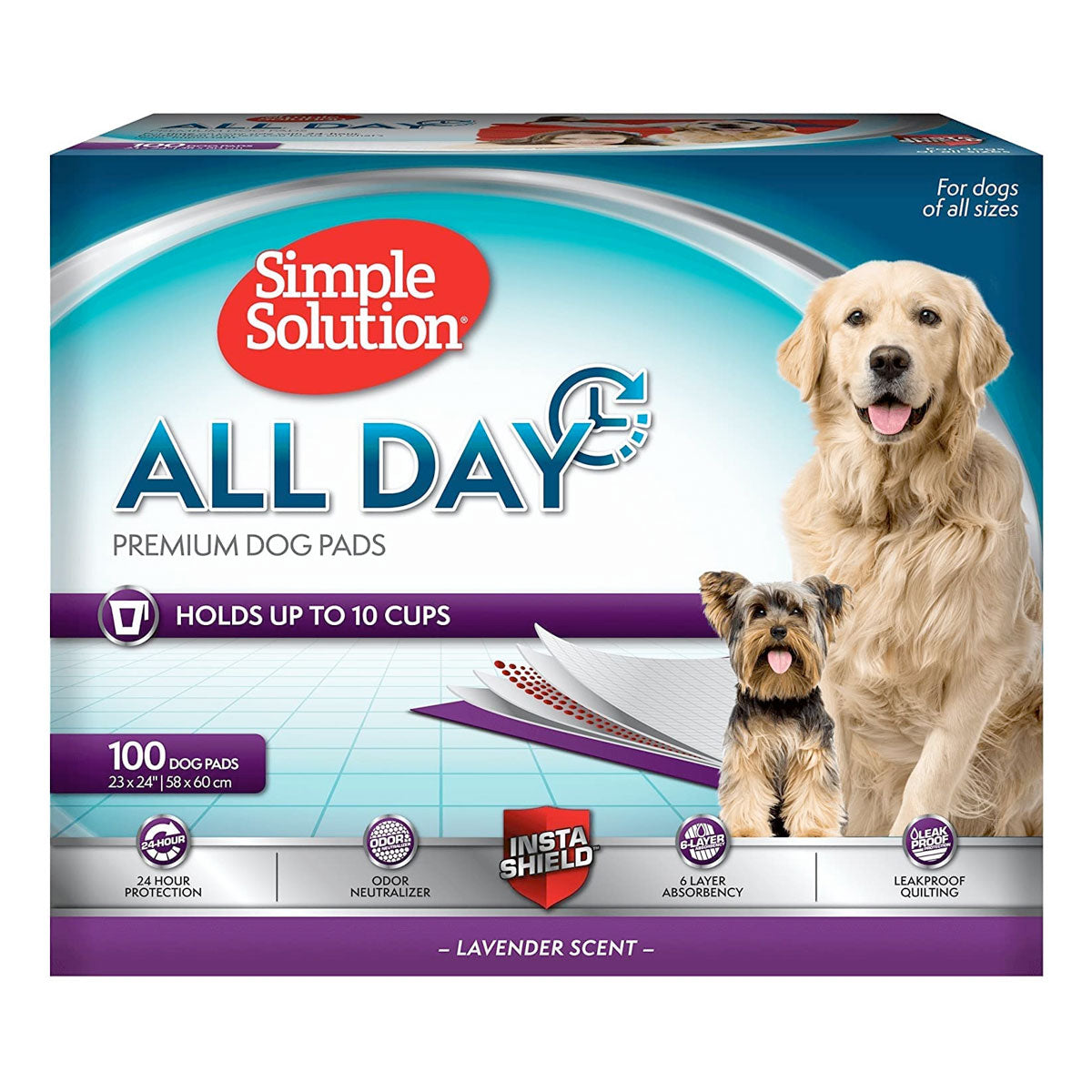 Simple Solution All Day Premium Dog Pads, Lavender Scent, 23" x 24" - Pack of 100 (Copy)