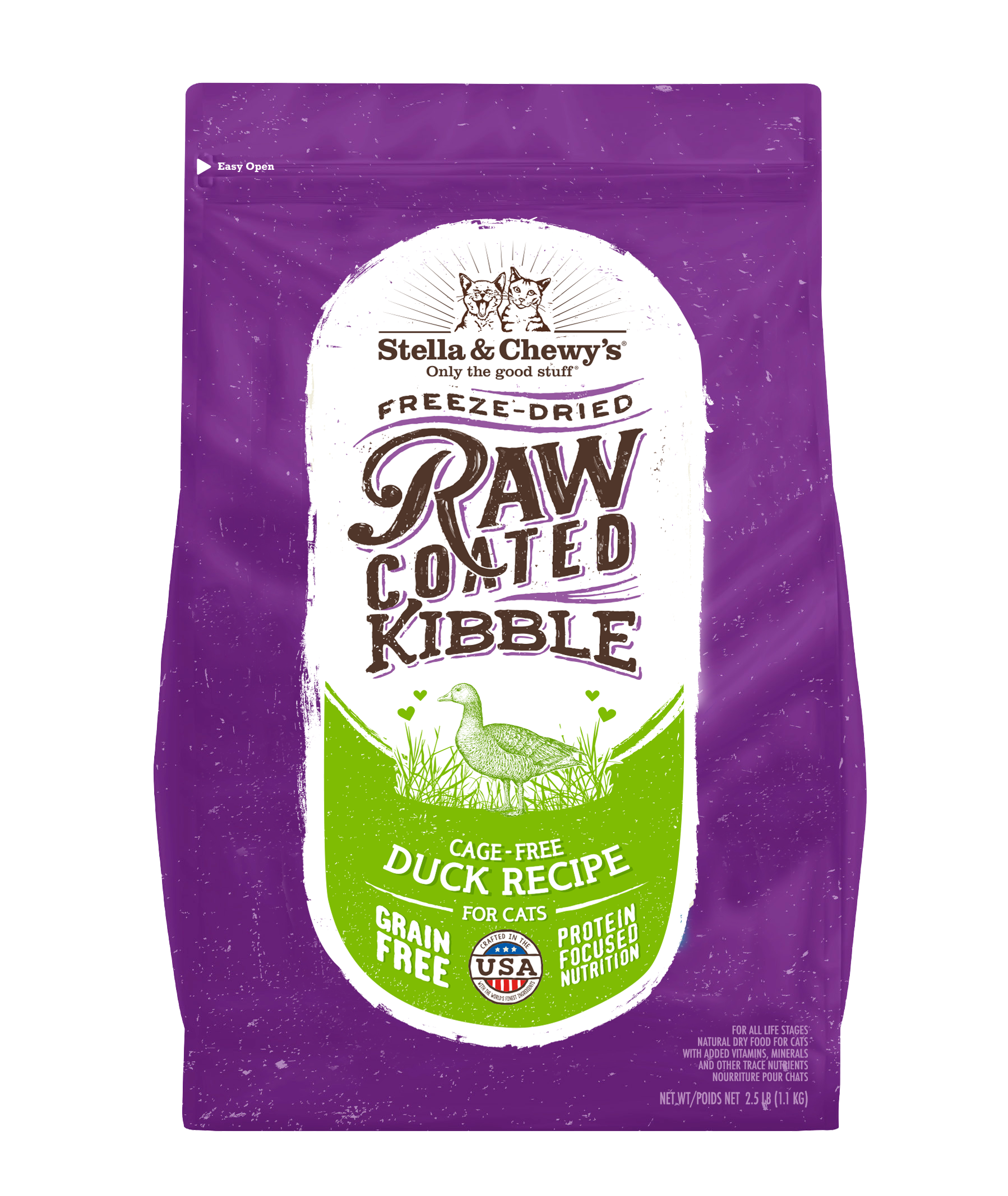 Stella & Chewys Baked Kibble for Cats - Raw Coated Cage-Free Duck Recipe