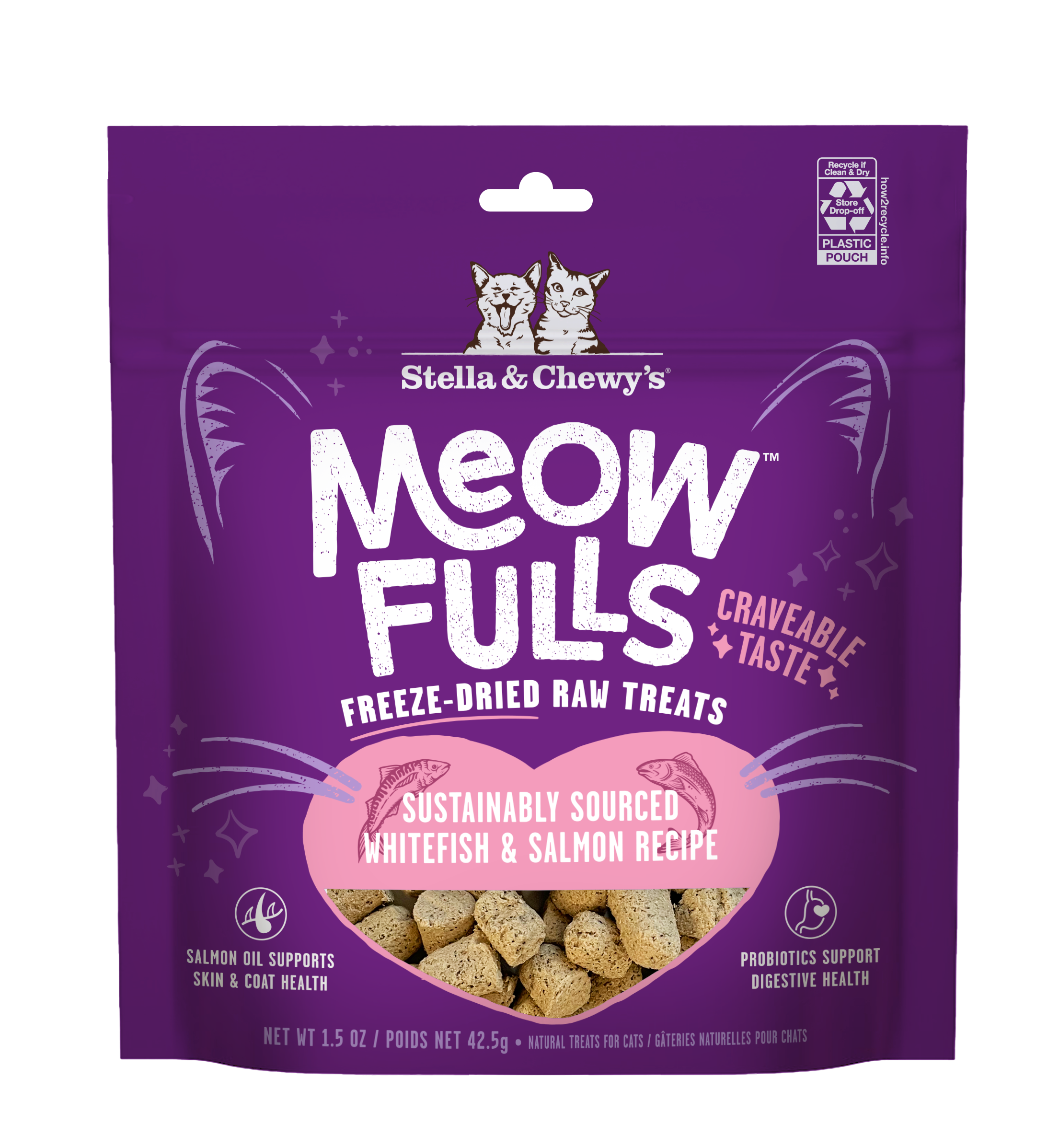 Stella & Chewys Meowfulls Freeze Dried Cat Treats Whitefish & Salmon Recipe - 1.5 oz