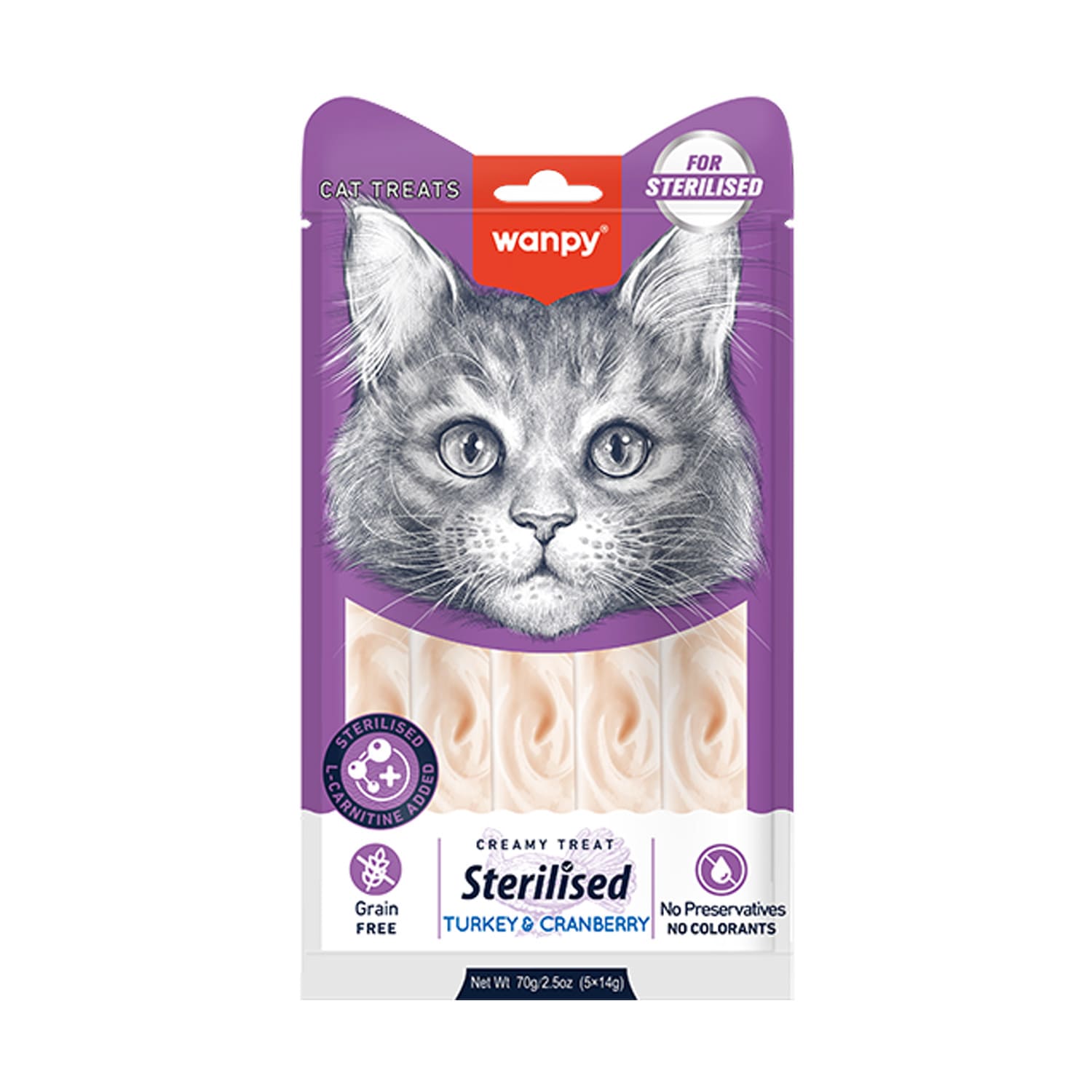 Wanpy Creamy Treat For Sterilized Turkey & Cranberry -5X14g