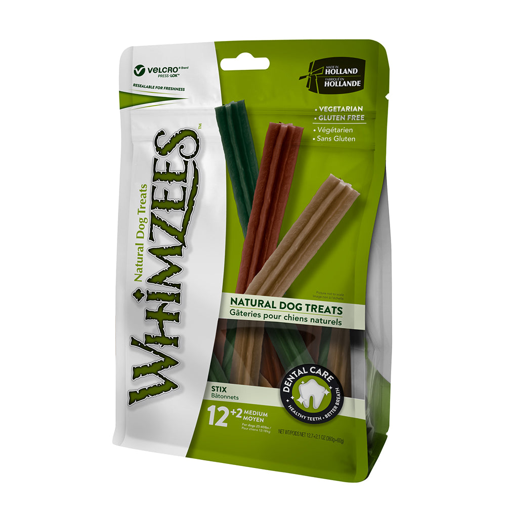 Whimzees - Stix Medium Mix Brown / Green / Orange 12+2 Pcs