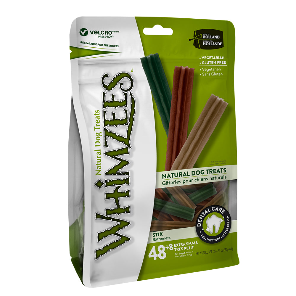 Whimzees - Toothbrush Xtra Small Mix Brown / Green / Orange 48 Pcs