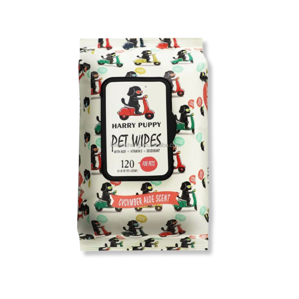 Harry Puppy Pet Wipes With Aloe + Vitamin E 120Pcs/Bag--