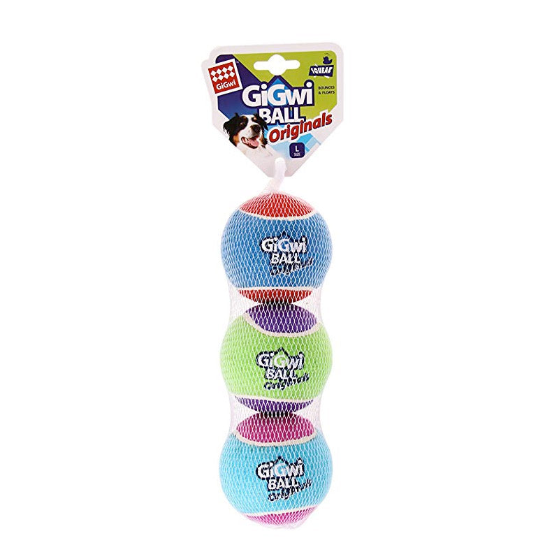 Gigwi - Tennis Ball 3Pcs With Different Colour In 1 Pack (Large)