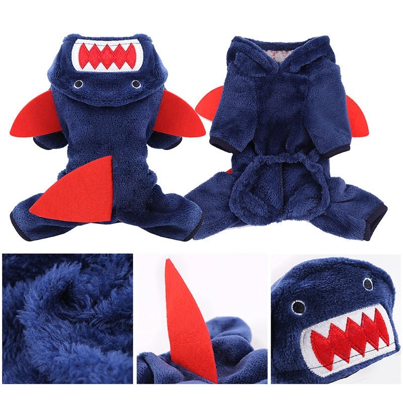 The Pets Club Shark Coat Winter Costume Holiday Coat Hoodie for Small Dogs and Cats